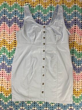 Forever 21+ Plus Light Blue Denim Jean Bodycon Sheath Mini Dress Snap-Front 3X